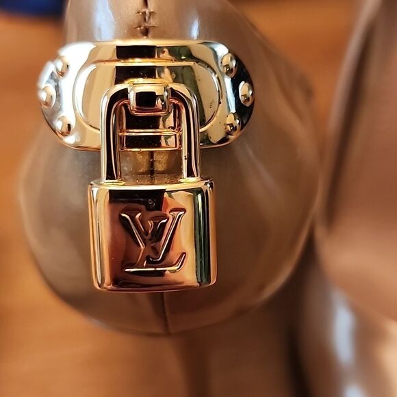 Authentic Louis Vuitton OH Really Tan Nude Peep Toe Pumps Heels Shoes Size 36 - Picture 3 of 10